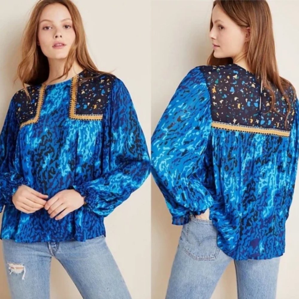 BL^NK LONDON electric blue boho peasant top